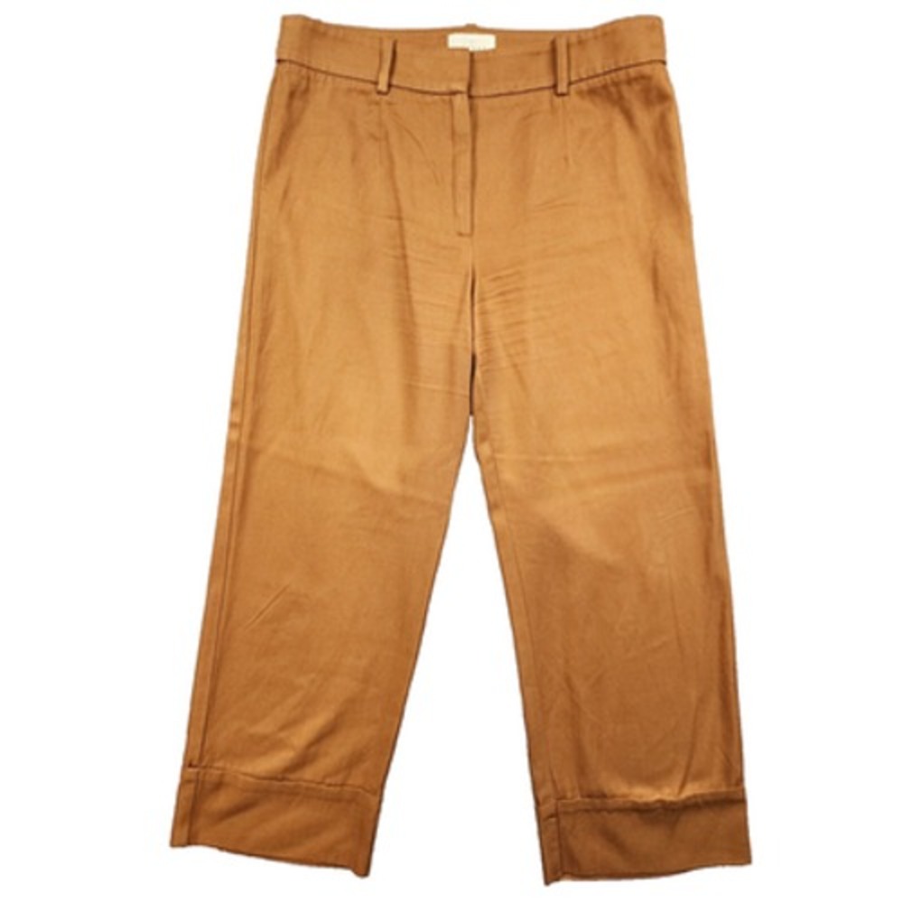 Sezane Austin Trousers French Chic Crop Wide Leg Lyocell Women 38/ US8 Rust